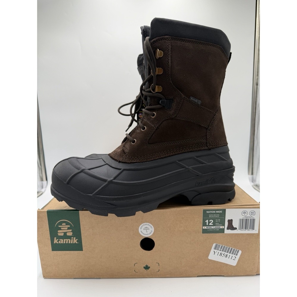 Kamik Nation Wide Insulated Waterproof Pac Boots for Men Dark Brown 12W -40F